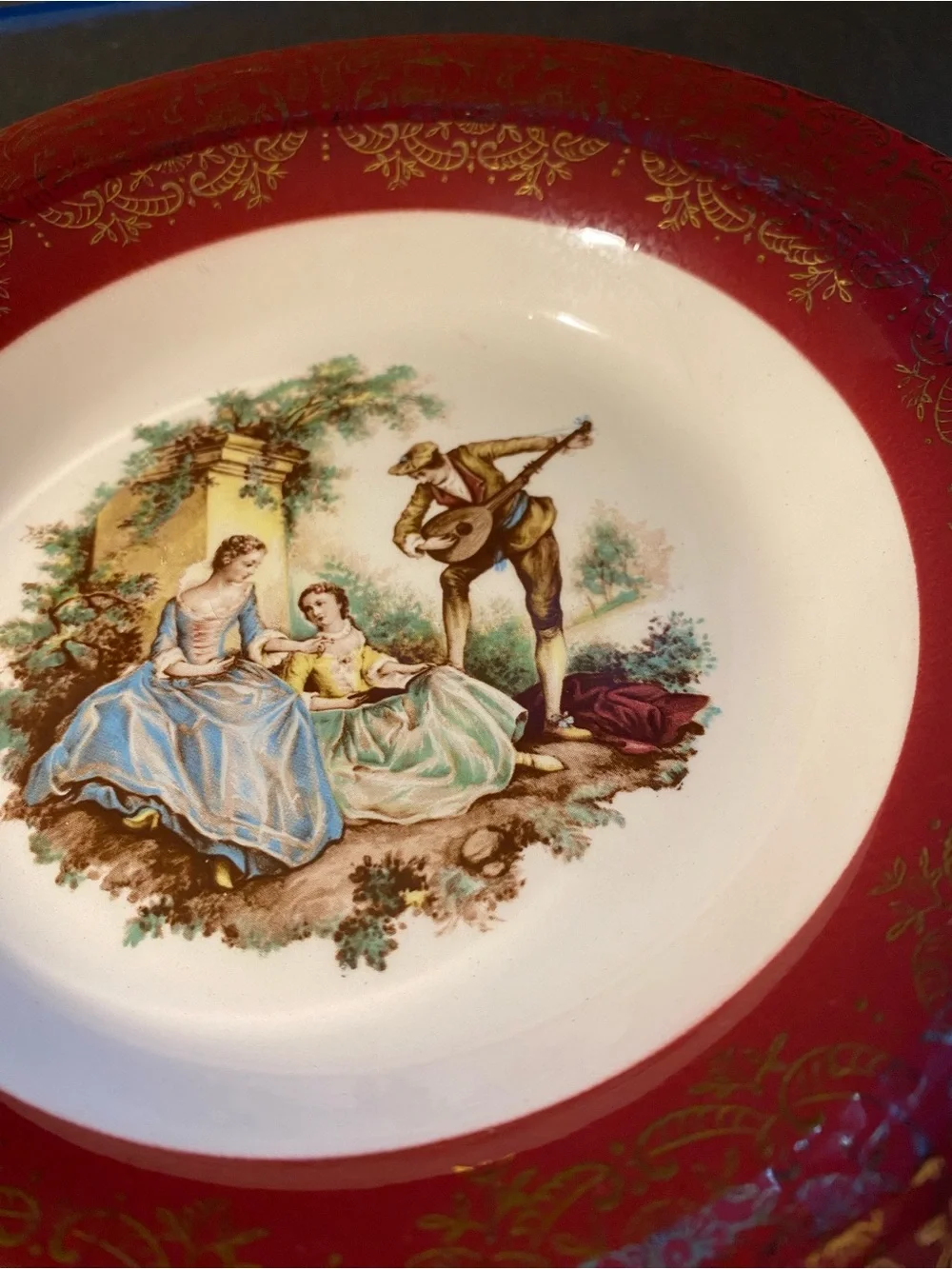 ⭐️Vintage Sebring Pottery Co. Serenade Burgundy Gold Decorative Bowl